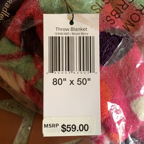 Vera Bradley Bloom Berry Throw Blanket - Picture 2 of 4